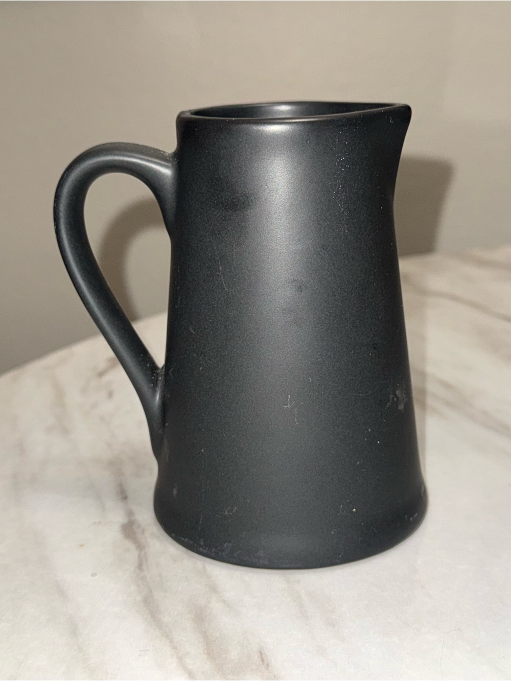 Robert Stanley Black Matte Ceramic Pitcher 14 oz Microwave Safe Solid Shield